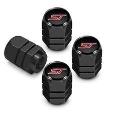 Ford St In Black On Black Hexagon Aluminum Tire Valve Stem Caps