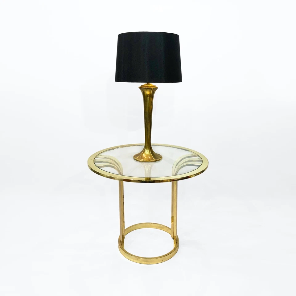 Brass Plated Art Deco Style Side Table 1970s Glamour Vintage Hollywood Regency - Image 3 of 4
