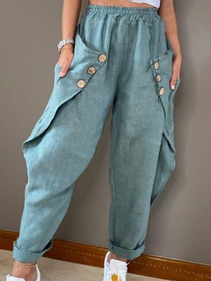 2023 Cotton and Linen Trousers Women's Waist Harem Trousers Joggers Women Pants