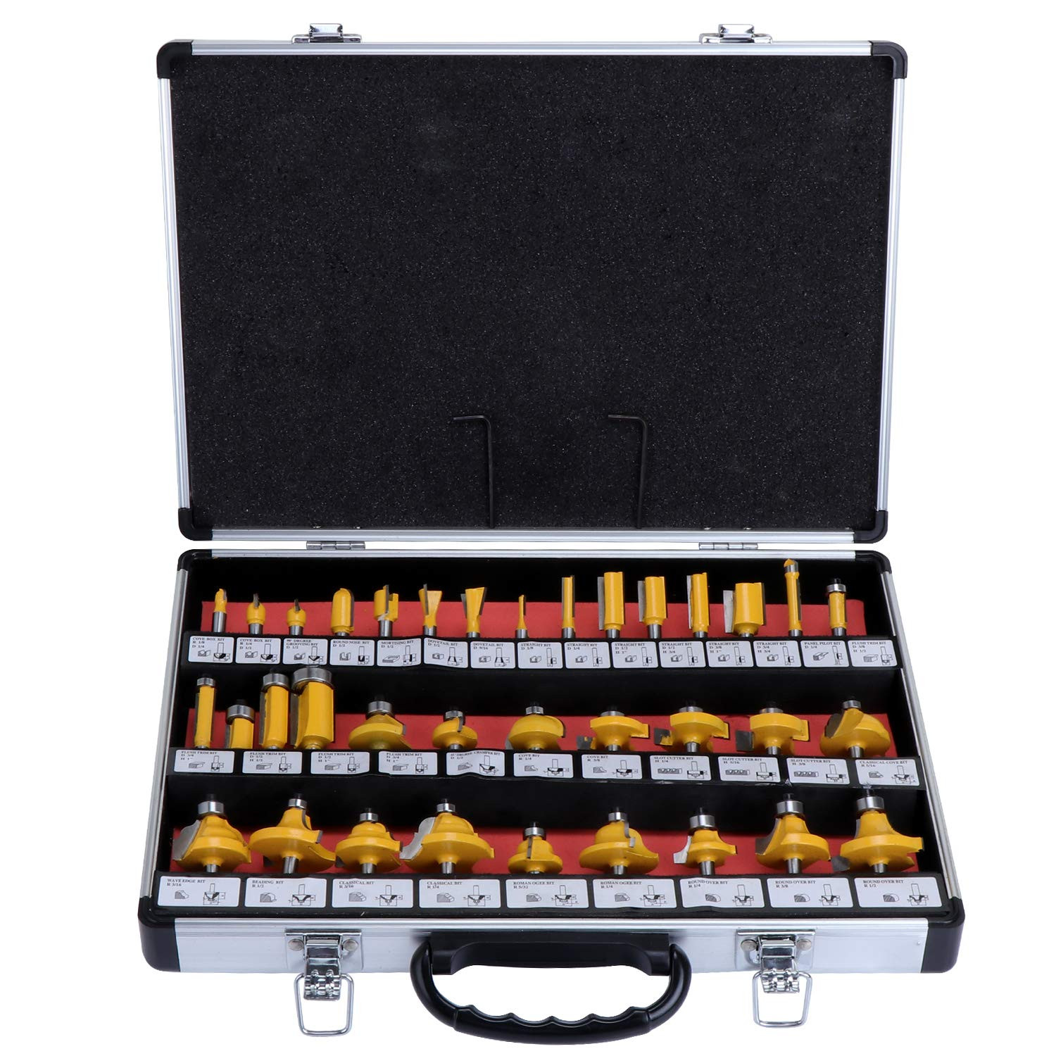 Fraises à défoncer le bois coffret 35 pièces avec mèches à rainurer 6.35mm