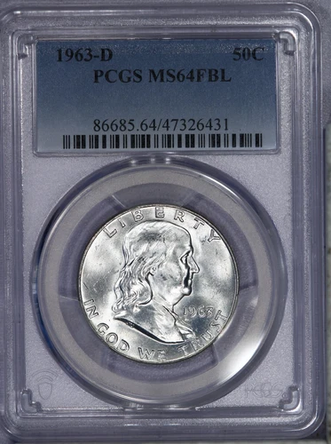 1963-D Franklin Half Dollar 50c PCGS MS64 FBL
