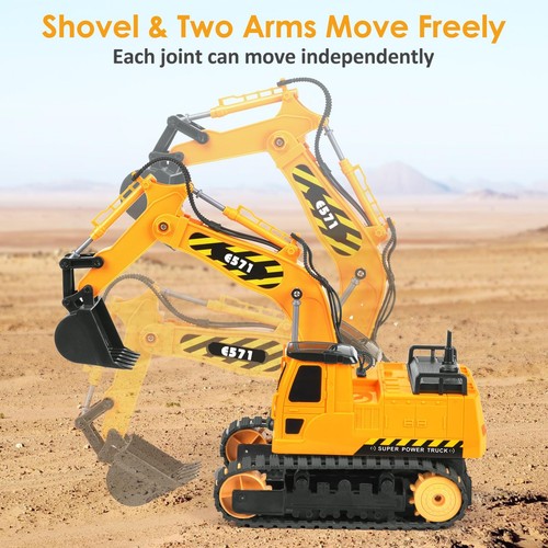 Remote Control Excavator Toy 2 Batteries RC Excavators Sandbox Digger Hydraulic - Picture 5 of 8