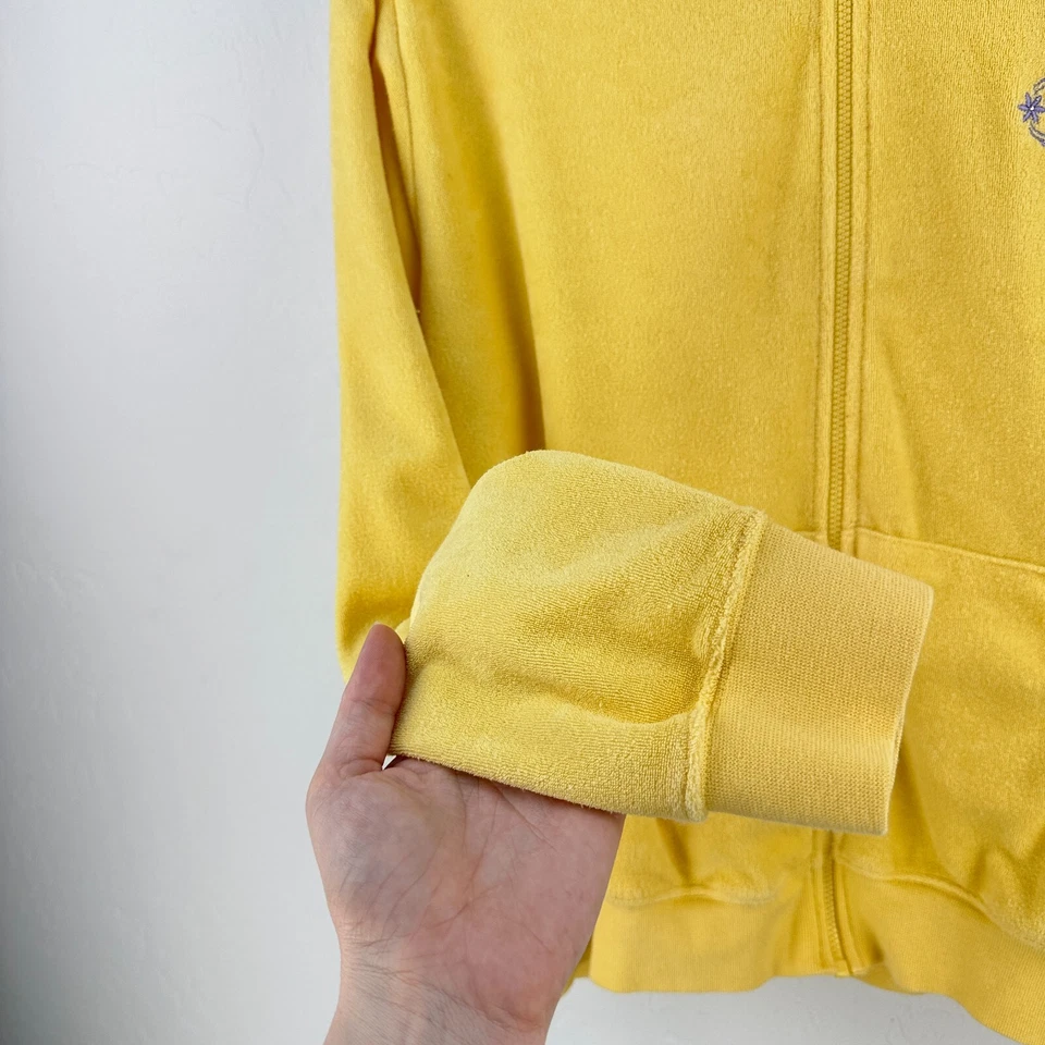 Sudadera vintage Big Dogs para mujer mediana amarilla polar sudadera con capucha cremallera completa Y2K Foto 4 de 4