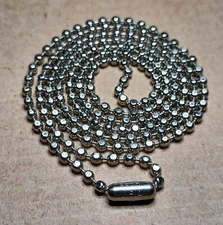 24" Silver NP Steel 2.4mm Flat Ball Bead Military Type Dog Tag Chain USA Made