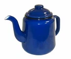 BLUE Enamel Coated Steel Vintage Style Large Teapot Boat Kitchen 14cm 1.5L NEW