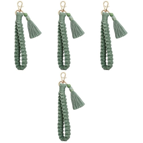 4 PCS Retro Ethnic Style Keychain Macrame Keyring Holder Wrist - 第 9/12 張圖片