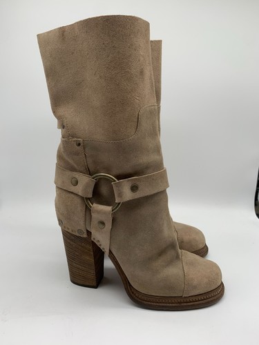 Dolce & Gabbana chunky utility boots 41 7.5 8 beige suede mid calf Y2K 90s D&G - Imagen 6 de 16