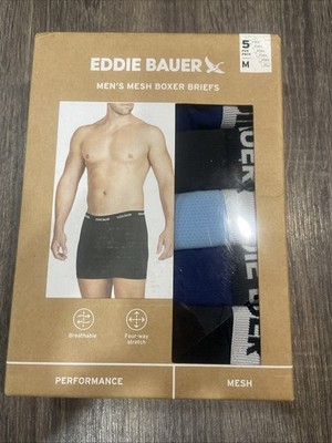 Eddie Bauer 5-Pack Men's Mesh Boxer Briefs Medium (32-34) Black/Navy/Blue