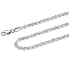 925 Sterling Silver Rope Chain Lobster Clasp 2.5mm Silver Chain for Men Women...