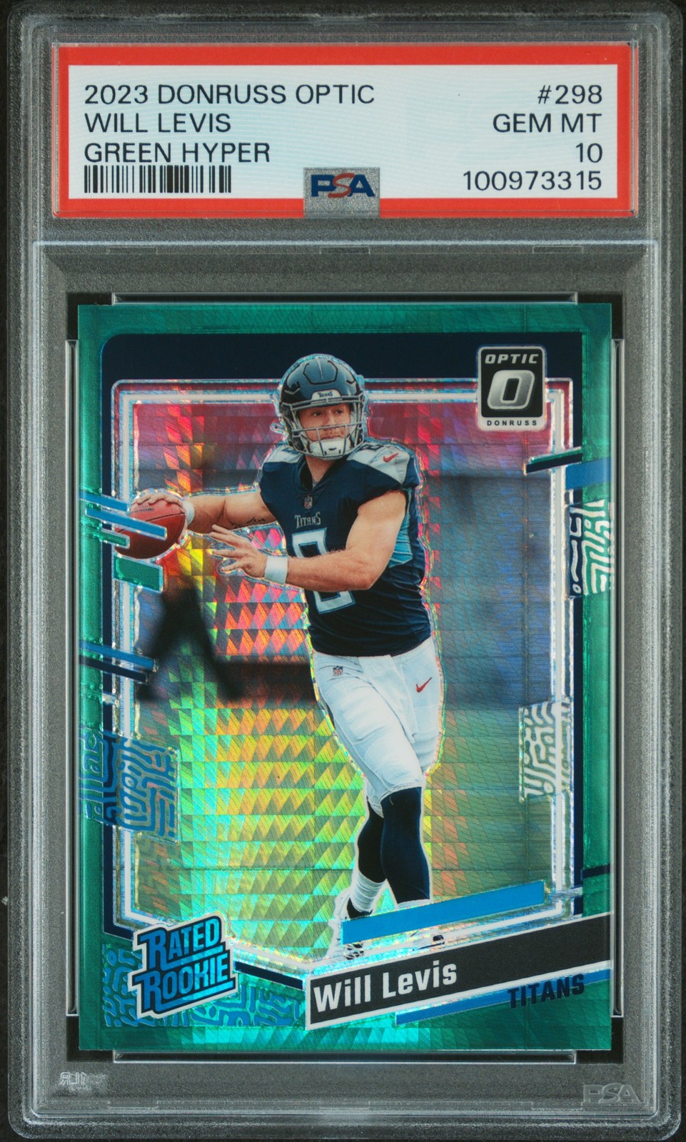 2023 PANINI DONRUSS OPTIC GREEN HYPER #298 WILL LEVIS PSA 10