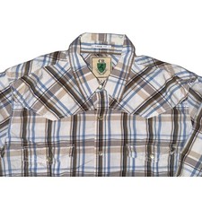 Vintage Plaid Western Style Shirt Men Size L Pearl Snap Cowboy Rodeo Ranch Retro