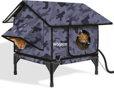 Gable Heated Cat House for outside Cats in Winter, 100 Waterproof, Escape Door,