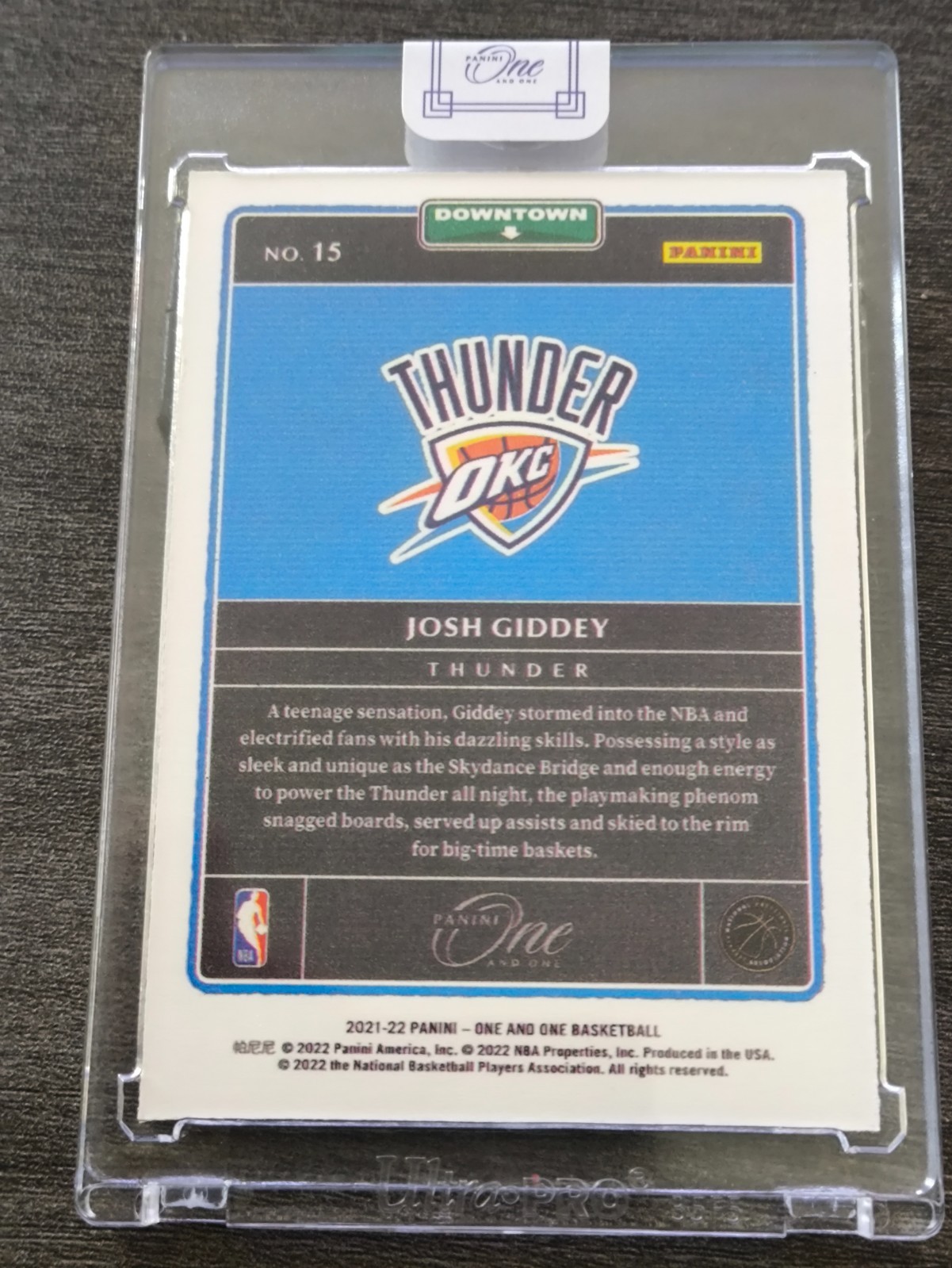 2021-22 Panini One and One Downtown Josh Giddey