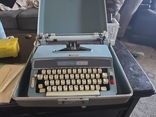 Vintage Signature Junior Deluxe Typewriter Manual Green Carry Case Needs Ribbon  thumbnail