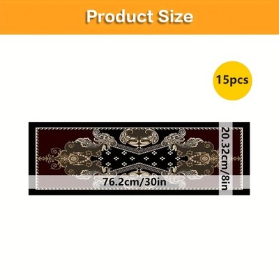15pcs Black Vintage Floral Pattern Rubber Non-Slip Stair Treads, Anti-Slip Sta