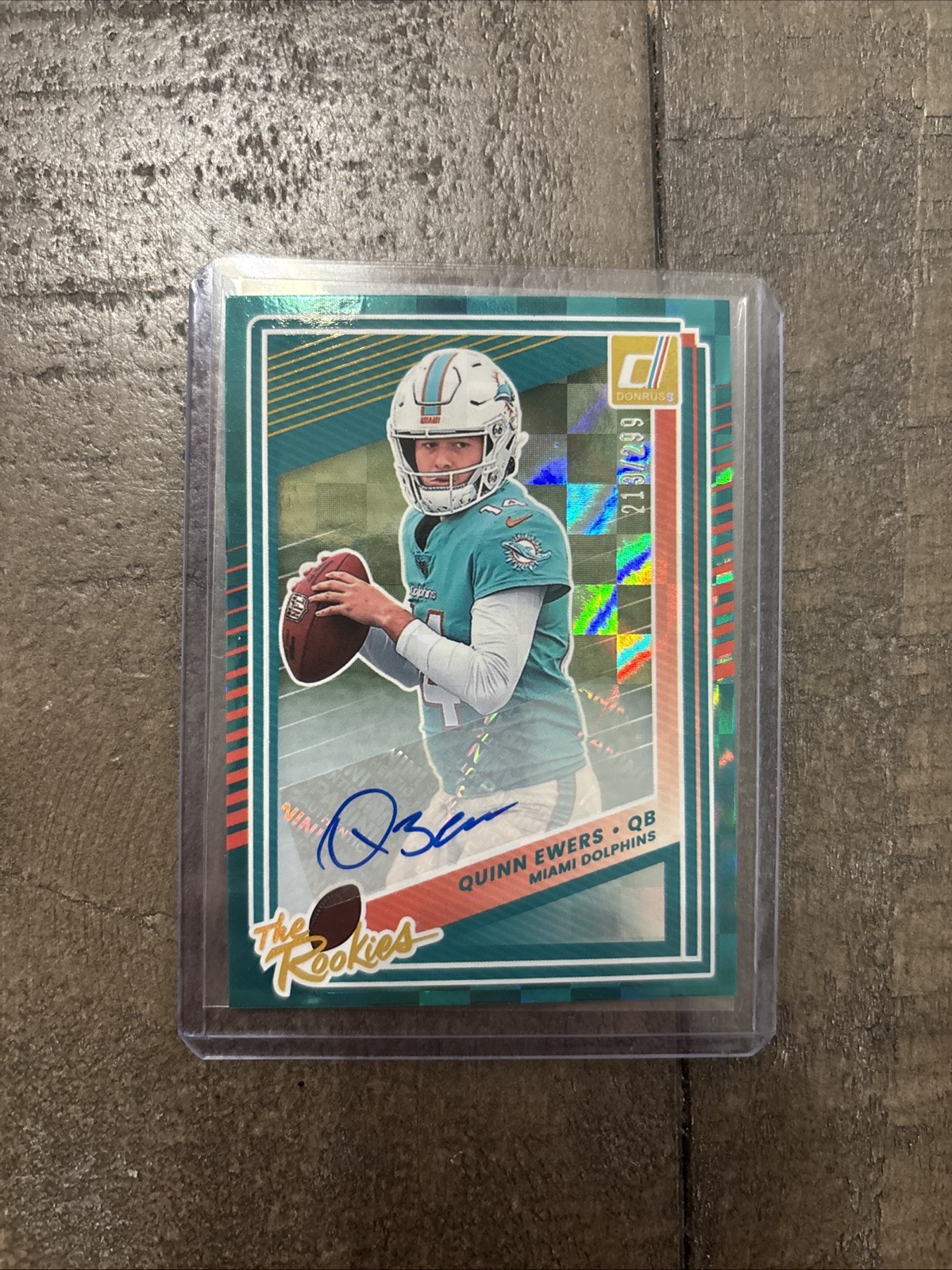 2025 Donruss Quinn Ewers The Rookies Auto RC #'ed 213/299! Dolphins!