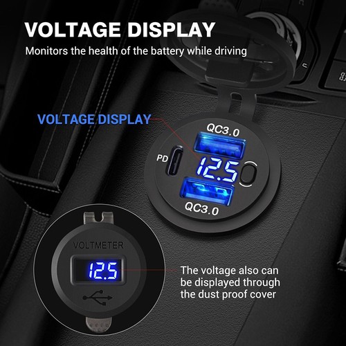 Ładowarka samochodowa USB C Gniazdo wylotowe szybkiego ładowania 20W PD i podwójny port 18W QC3.0 - Zdjęcie 4 z 12