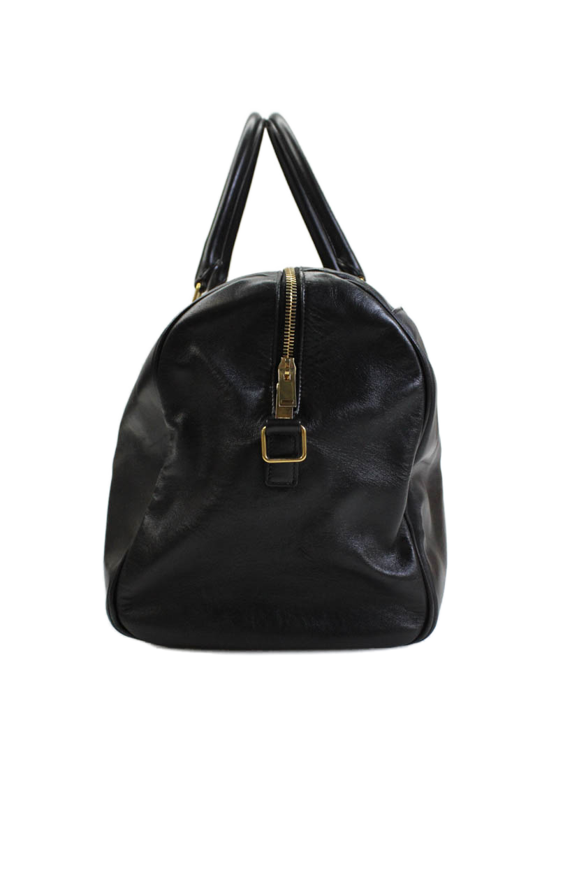 Borsone da viaggio Saint Laurent in pelle con manico superiore e cerniera classico nero