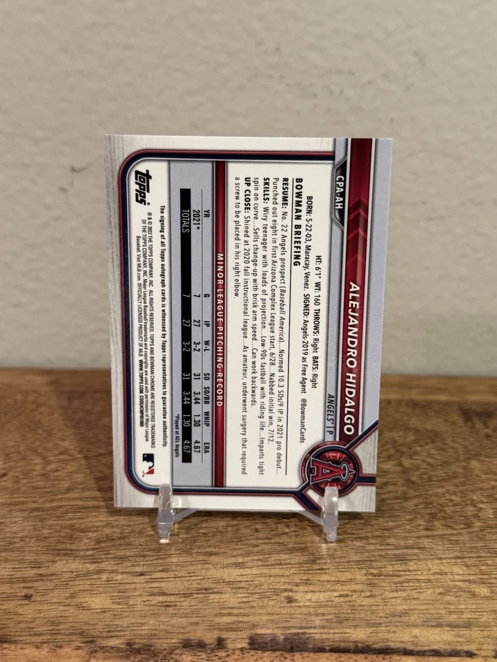 2022 Bowman Chrome Auto Alejandro Hidalgo #CPA-AH Speckle Refrac /299 (AU, RC) - Image 2 of 2