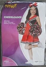 Spirit HALLOWEEN costume GIRLS medium cheerleader dress outfit red black silver