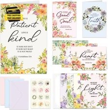 Blank Greeting Cards, 6 Pack Elegant Floral Blank Cards with with Gold Foil, Gre