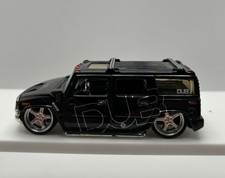 Jada 2003 Dub City Hummer Black H2 Lowered Slammed Chrome Rims 1:64 Nice. 04