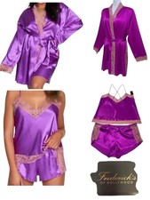Frederick  s Of Hollywood Satin Lace Robe Cami  Shorts 3 PIECE SET Sz.XL NWT
