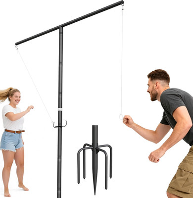 Outdoor Giant Ring Toss Game for Adults and Family, Height Adjustable Hook and R