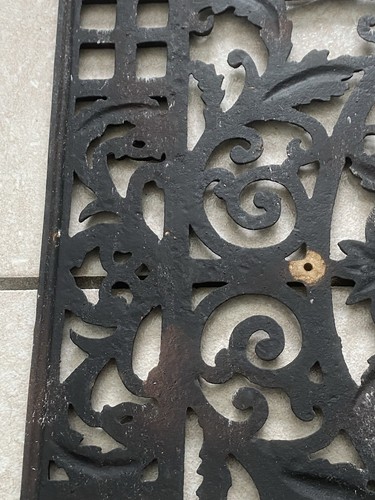VINTAGE CAST IRON Door Mat Heavy Weight 20 lbs 28.5" x 18" Architectural Salvage - Picture 14 of 18