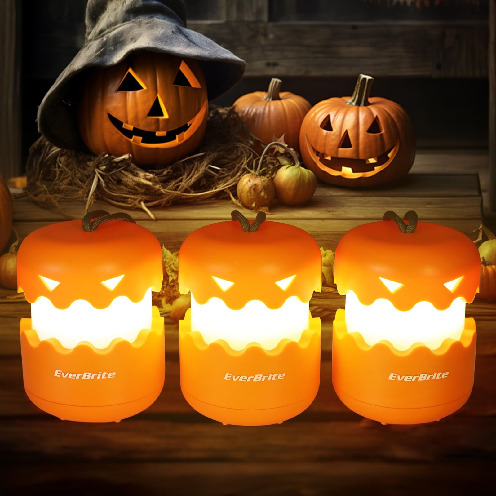 EverBrite lanterna zucca di Halloween 3 pezzi portatile decorazione di Halloween