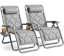 Image of Set of 2 XXL Premium Heavy Duty Quilted Zero Gravity Chairs - Luxury Recliners