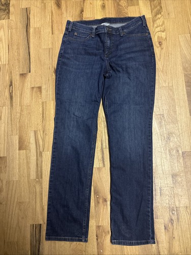 Duluth Jeans Damen 12 x 31 Blau Straight Leg Dark Wash Denim Freizeit Arbeitsjeans