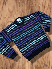 Vintage 90s Expressions Knit Colorful Acrylic Sweater Size Medium