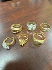 6 Piece Lot Costume Jewelry Rings Vintage 14k & 18k Gold Plated