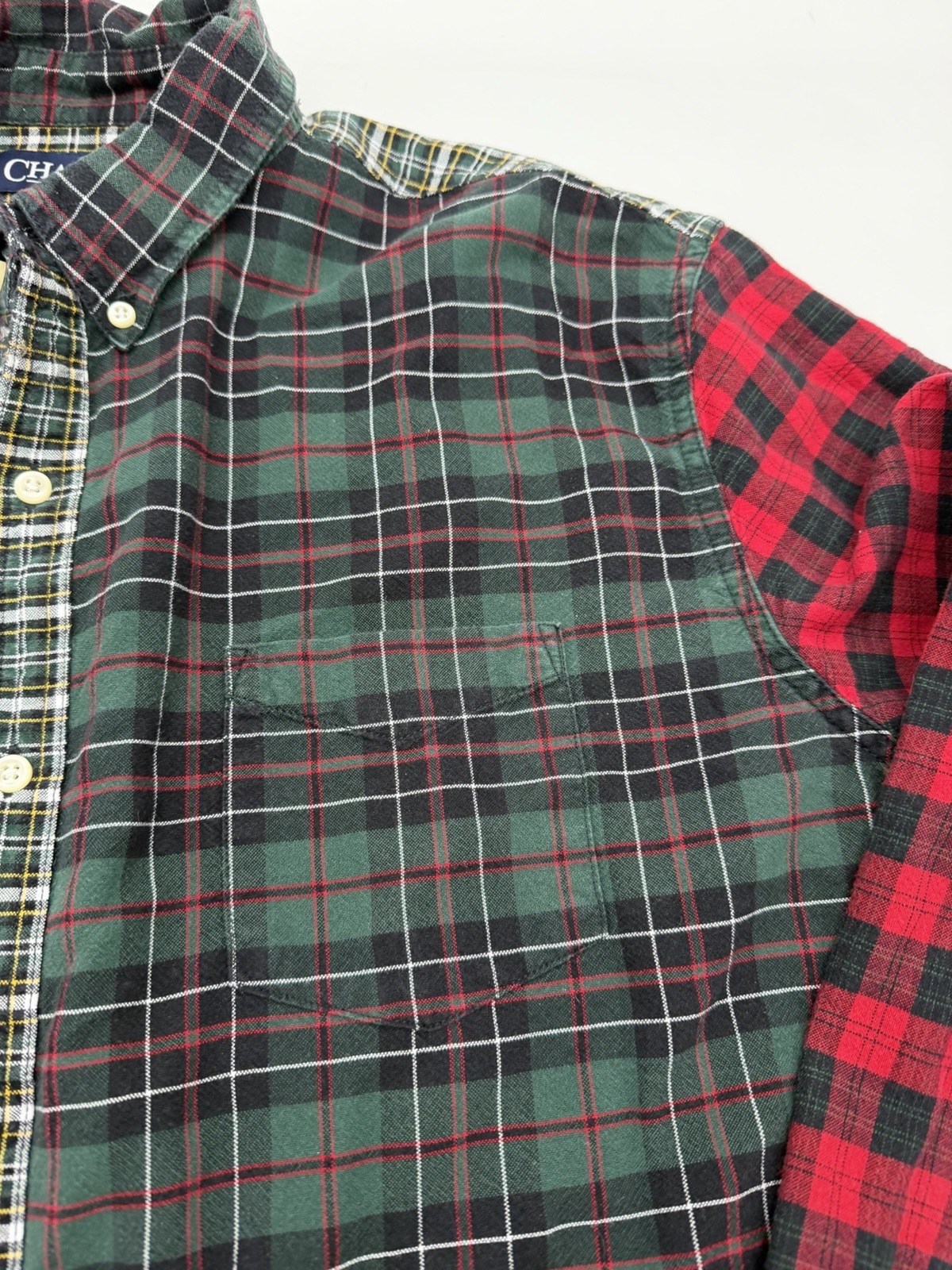 Chaps Mens XXL Multi Plaid Patchwork Button Down … - image 4