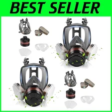 High-Capacity Full Face Gas Mask Kit: Protect Against Chemicals & Dust particles
