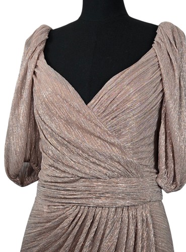 NWT$495 Jonathan Simkhai Nina Plissé Metallic Mini Dress Rose Gold Sz 12 Fits 10 - Picture 11 of 18