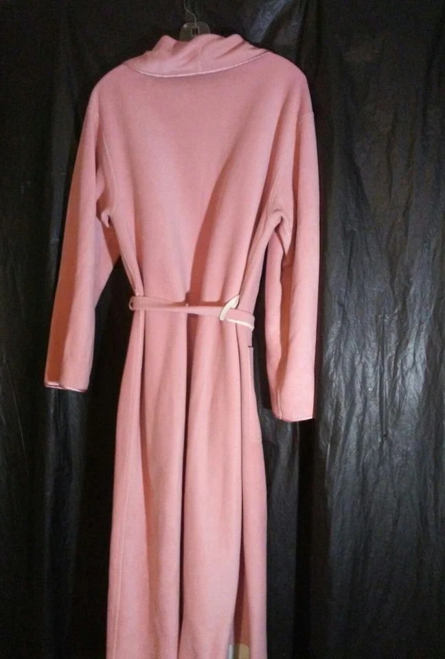 Lord & Taylor женщин размер M розовый/слоновой кости полиэстер халат талии галстук/оберните полная длина - Изображение 4 из 4