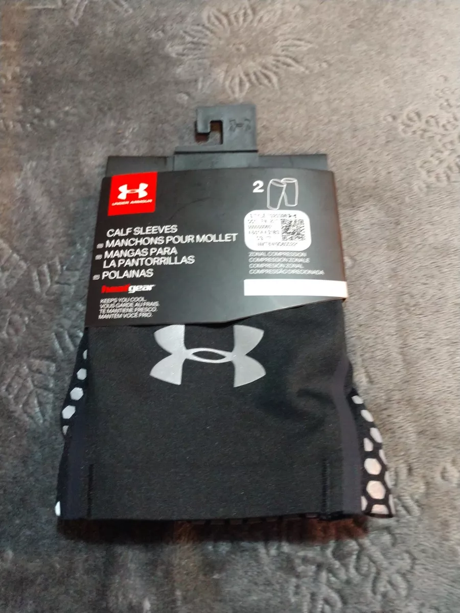 Under Armour Unisex Heatgear Calf Sleeves Small Black Reflective