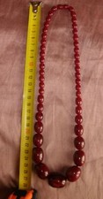 Collier bakélite art déco Sautoir  Perles rouge / Red cherry faturan amber bead