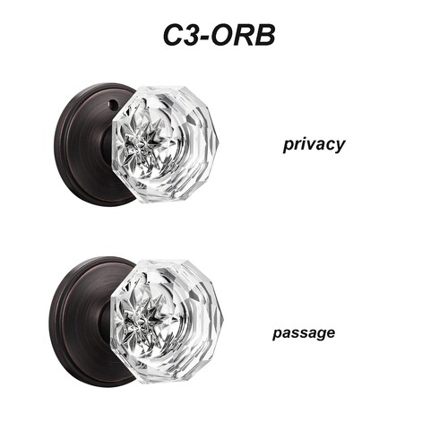 Diamond Crystal Brushed Nickel Glass Black Door Knobs Oil Rubbed Bronze Clear - Picture 26 of 59