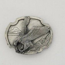 Vintage 1986 Siskiyou Belt Buckle Bald Eagle Mountains Scenic 3"x2.5"
