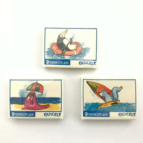 VINTAGE - Staedtler Erasers Set of 3 - Collectable Happy Day 1990's - Picture 2 of 3