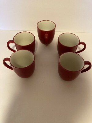 NORITAKE STONEWARE COFFEE-TEA MUGS / SET OF 5 / COLORWAVE RASPBERRY-NEW