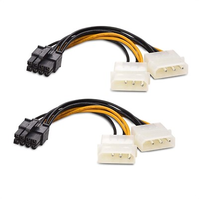 Cable Matters 2-Pack 8-Pin PCIe to Molex (2X) Power Cable 4'' NEW