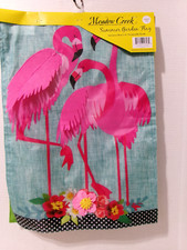 NWT WHIMSICAL FLAMINGO GARDEN FLAG 12.5" X 18"