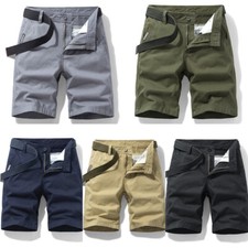 Men's Cotton Cargo Shorts Lounge Summer Flat Front Shorts Casual Half Pants