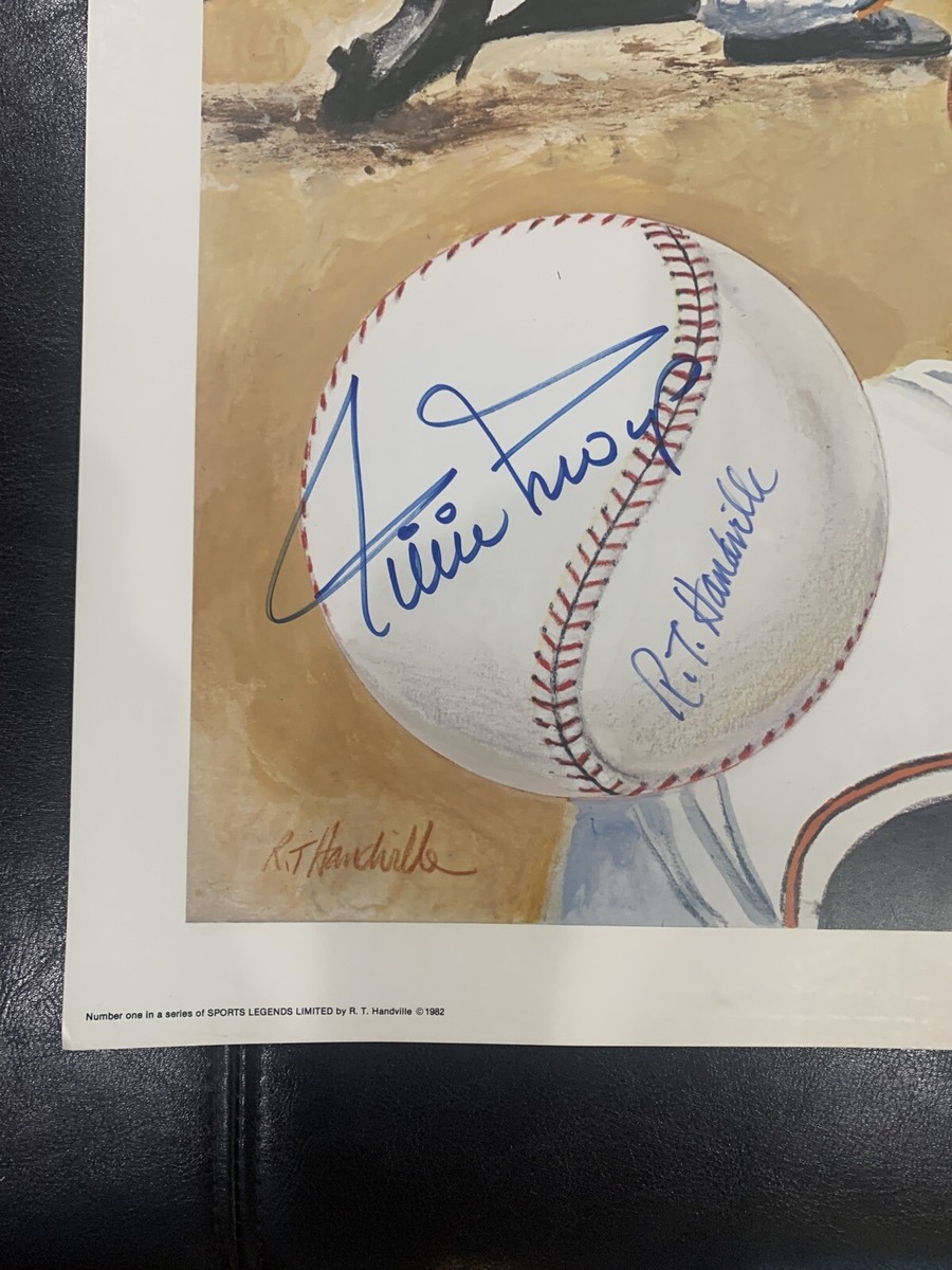Willie Mays Signed Lithograph Poster 1982 RT Handville SF Giants