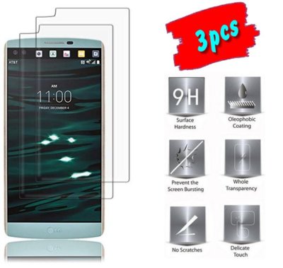 3pcs LG V10 Premium HD Real Tempered Glass Screen Protector for LG V10  USA 3X