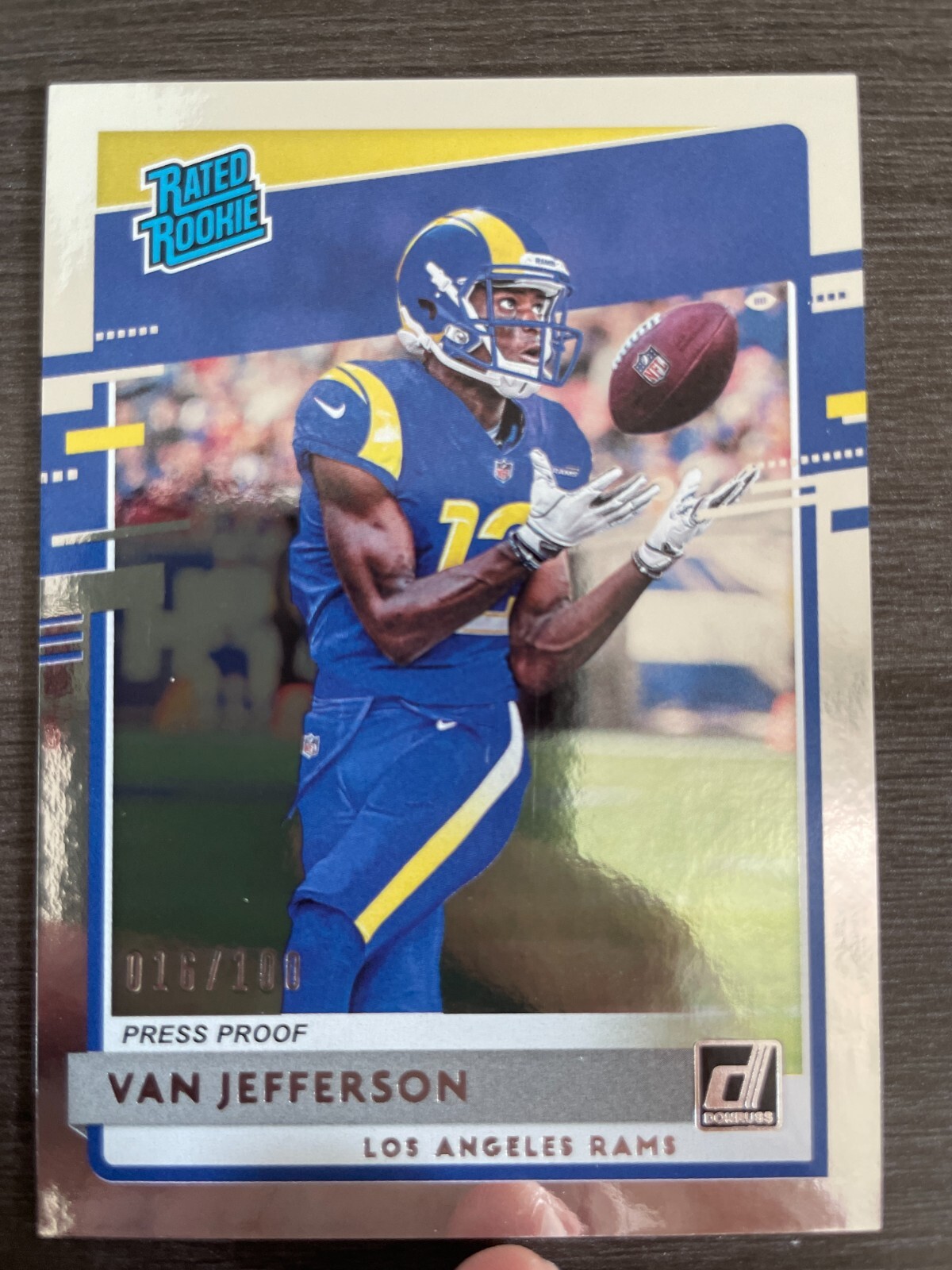 2020 Panini Donruss Van Jefferson Silver Press Proof RC Rated Rookie /100
